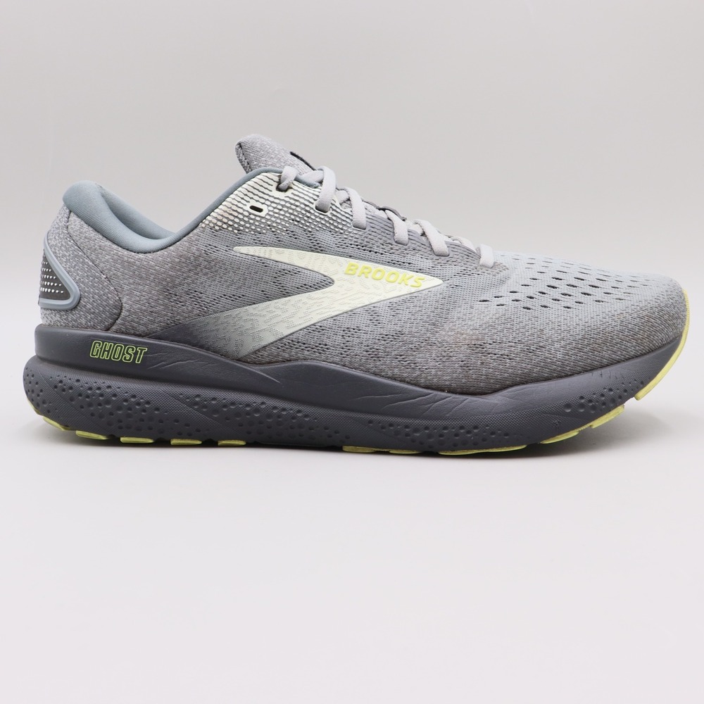 Brooks Ghost 16 Mens Running Shoes Grey Yellow 1104182E040 Size 11.5 Wide 2E
